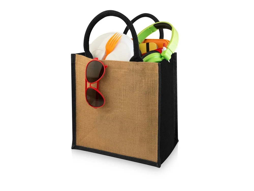 Сумка подарочная Chennai 280 г/м2 натуральный/черный - фото 2