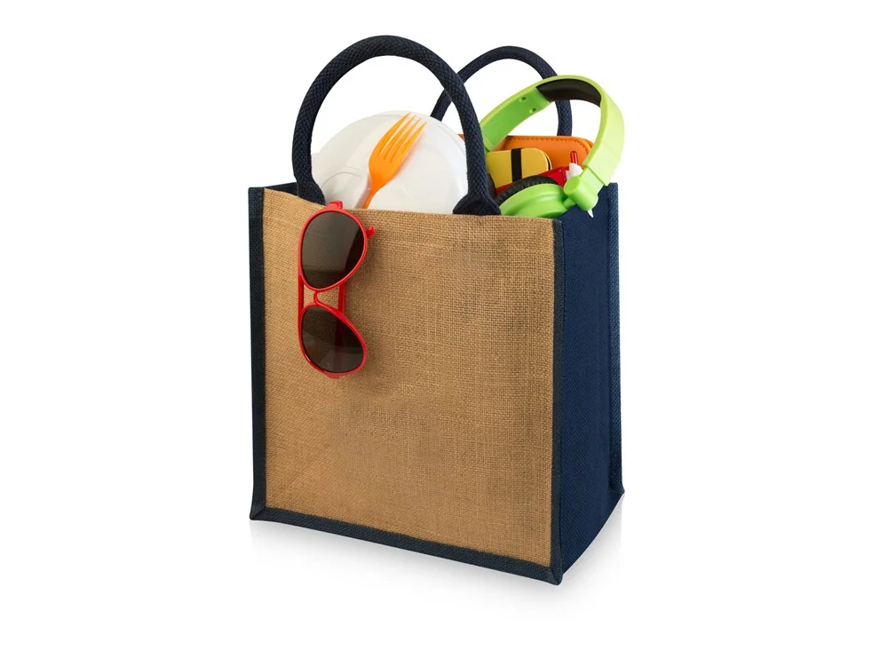 Сумка подарочная Chennai 280 г/м2 натуральный/темно-синий - фото 2