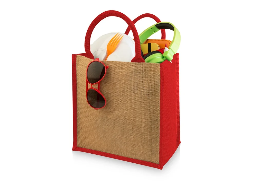 Сумка подарочная Chennai 280 г/м2 натуральный/красный - фото 2