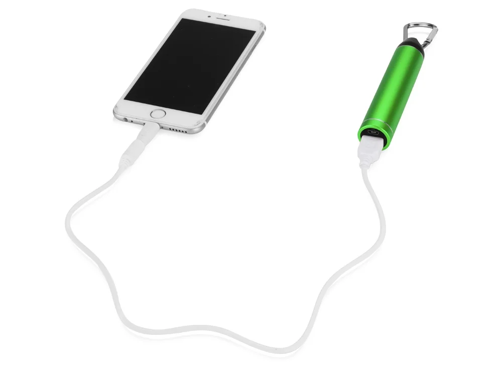 Внешний аккумулятор Марс с карабином 2600 mAh зеленый/черный/серебристый - фото 2