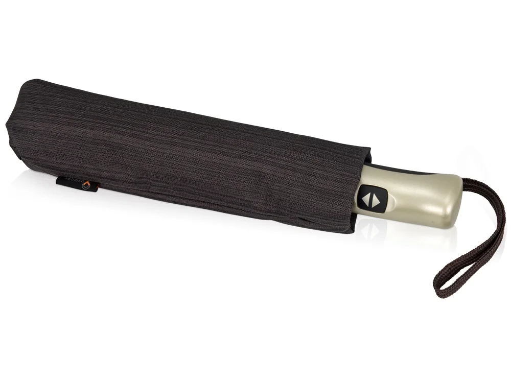 Зонт складной Оупен коричневый/серебристый/черный - фото 4