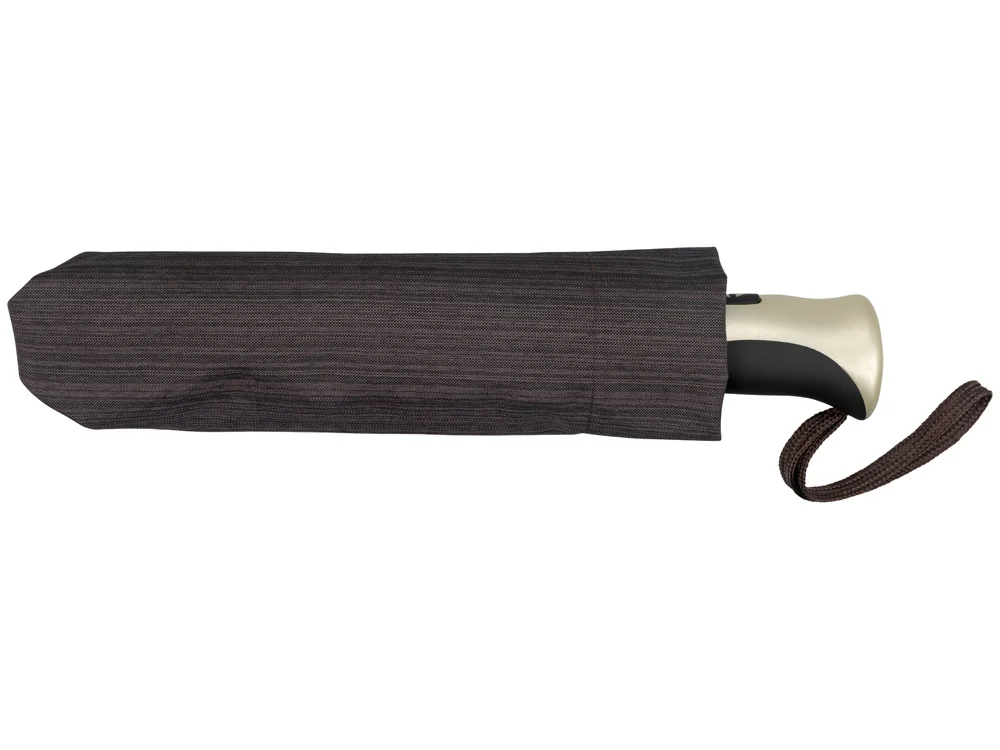 Зонт складной Оупен коричневый/серебристый/черный - фото 5