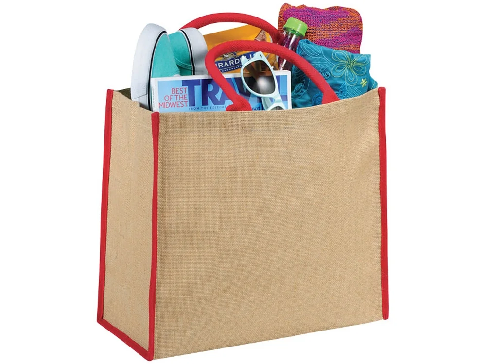 Сумка для покупок 280 г/м2 натуральный/красный - фото 3