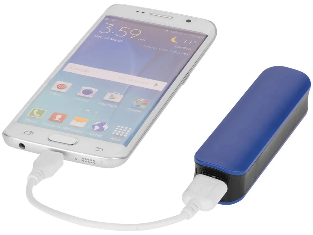 Внешний аккумулятор Edge 2000 mAh ярко-синий/черный - фото 3