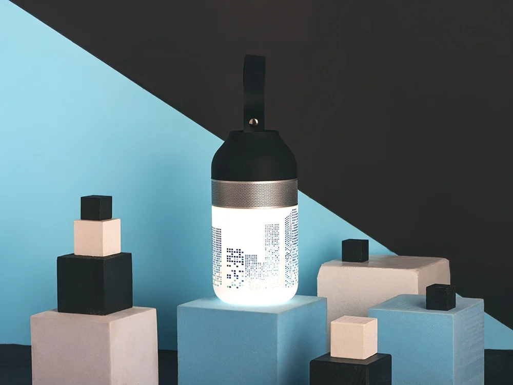 Беспроводная колонка «Lantern» со встроенным светильником, IPX4, черный/серебристый/белый