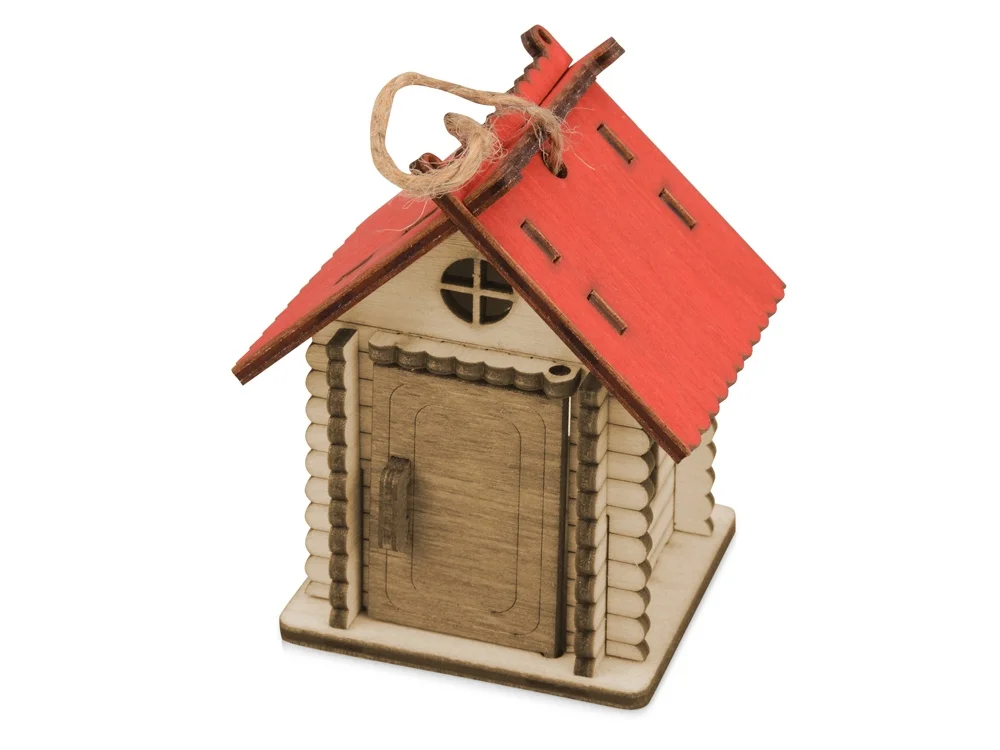 Подвеска «Избушка», натуральный/красный