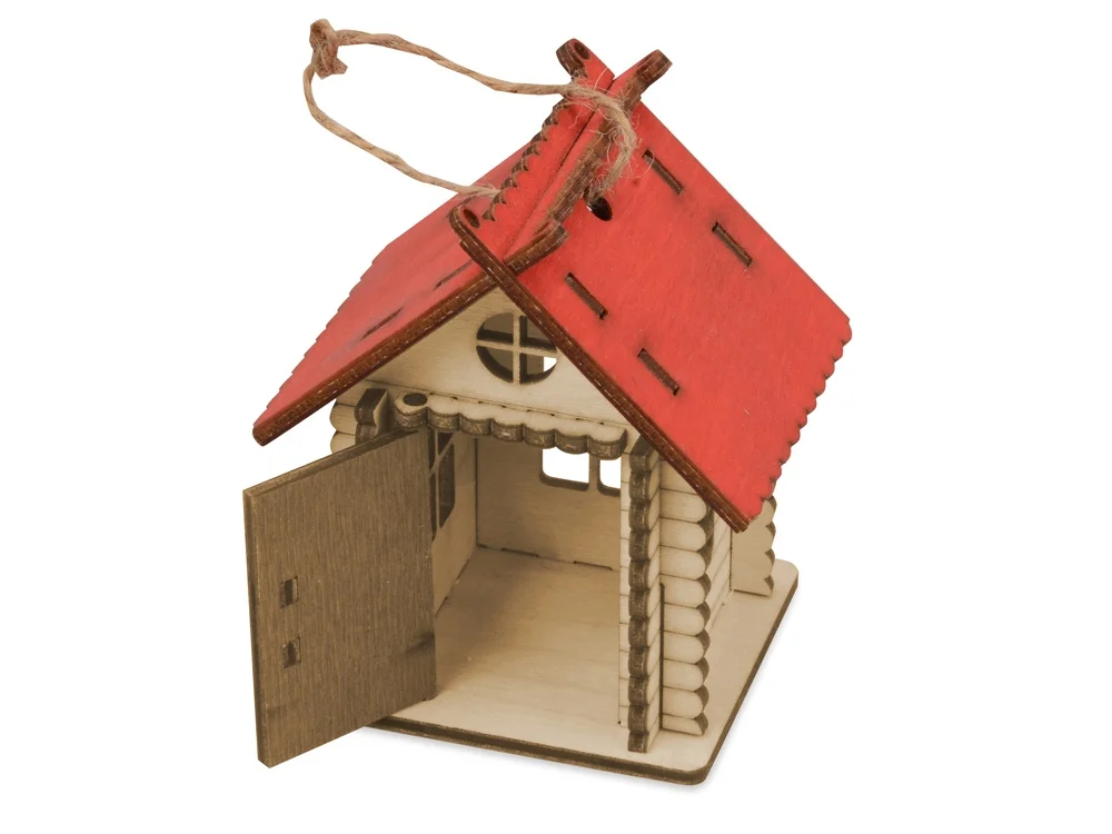 Подвеска Избушка натуральный/красный - фото 2