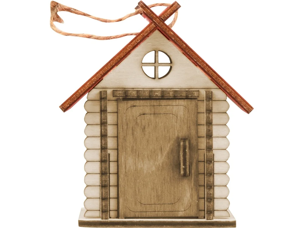 Подвеска Избушка натуральный/красный - фото 3