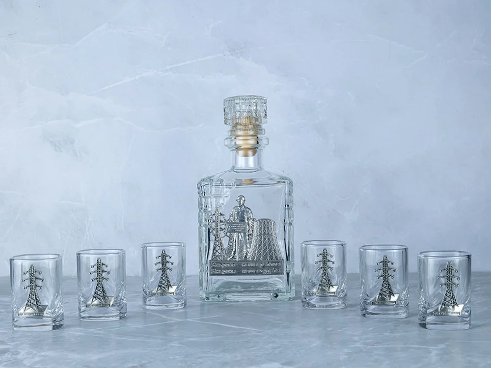 Набор со штофом Энергетики прозрачный/серебристый 700 мл 6 х 50