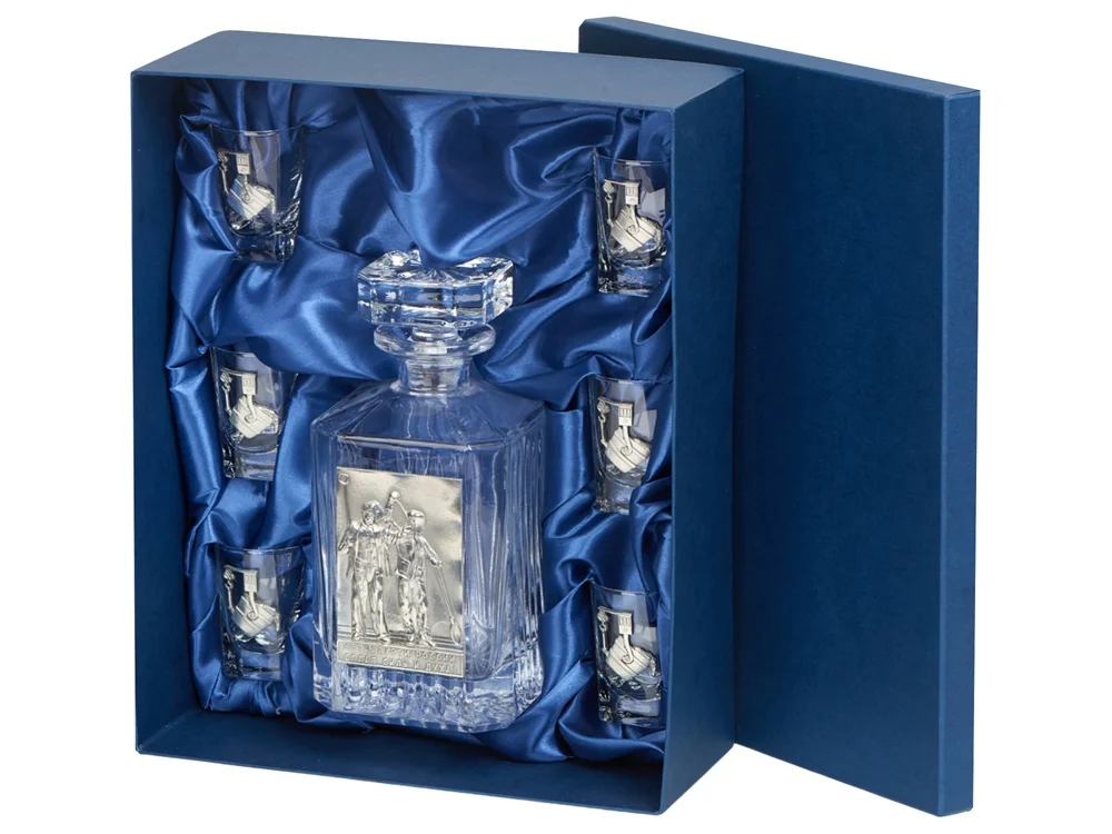 Набор со штофом Металлурги прозрачный/серебристый 750 мл 6 х 50