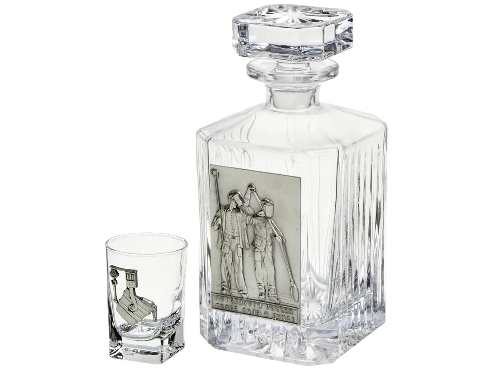 Набор со штофом Металлурги прозрачный/серебристый 750 мл 6 х 50 - фото 2