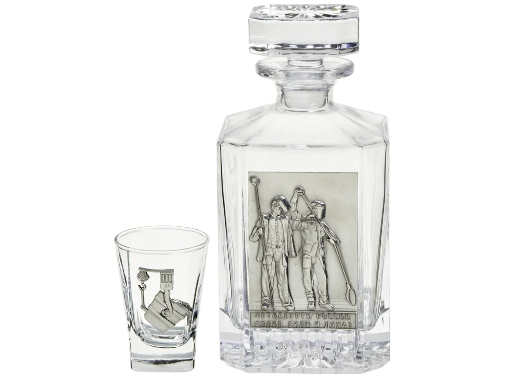 Набор со штофом Металлурги прозрачный/серебристый 750 мл 6 х 50 - фото 3