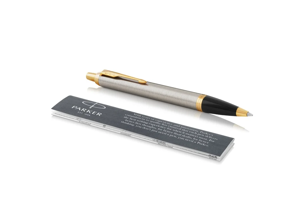 Ручка шариковая Parker IM Core Brushed Metal GT серебристый/черный/золотистый - фото 2