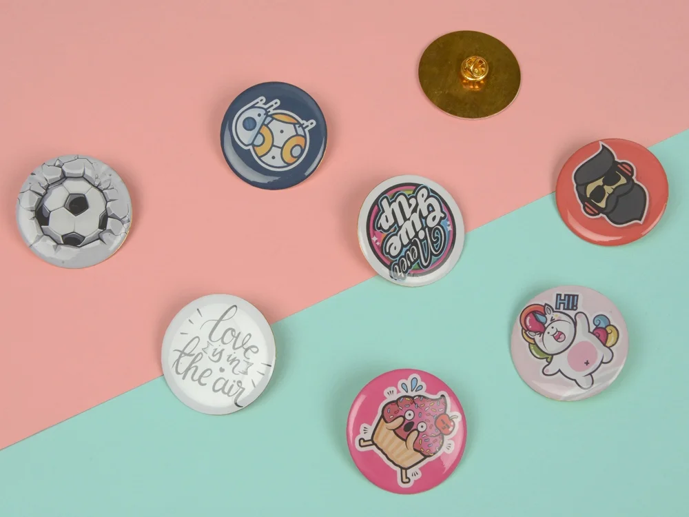 Значок металлический Круг золотистый - фото 6