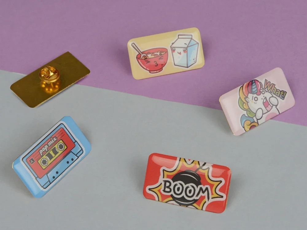 Значок металлический Прямоугольник золотистый - фото 6