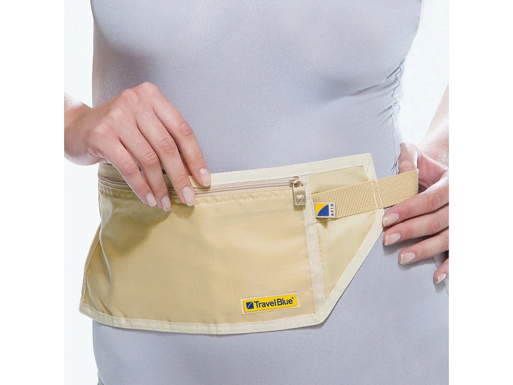 Сумка-кошелек на пояс c RFID защитой бежевый - фото 3