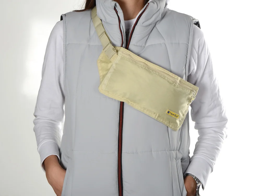 Сумка-кошелек на пояс c RFID защитой бежевый - фото 7