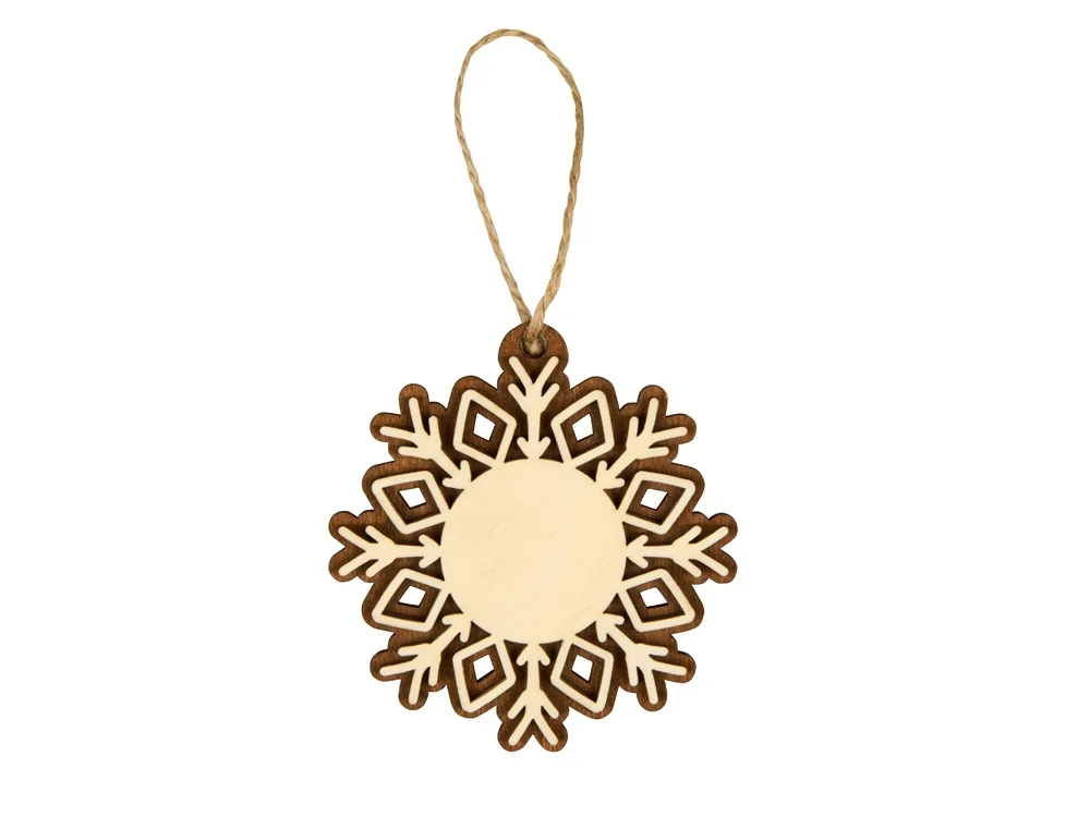 Подвеска Снежинка натуральный/коричневый - фото 2