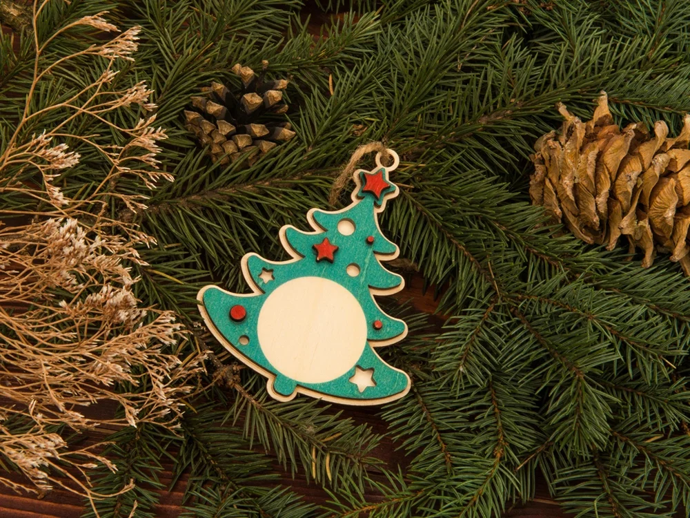 Подвеска Ёлка натуральный/зеленый - фото 3