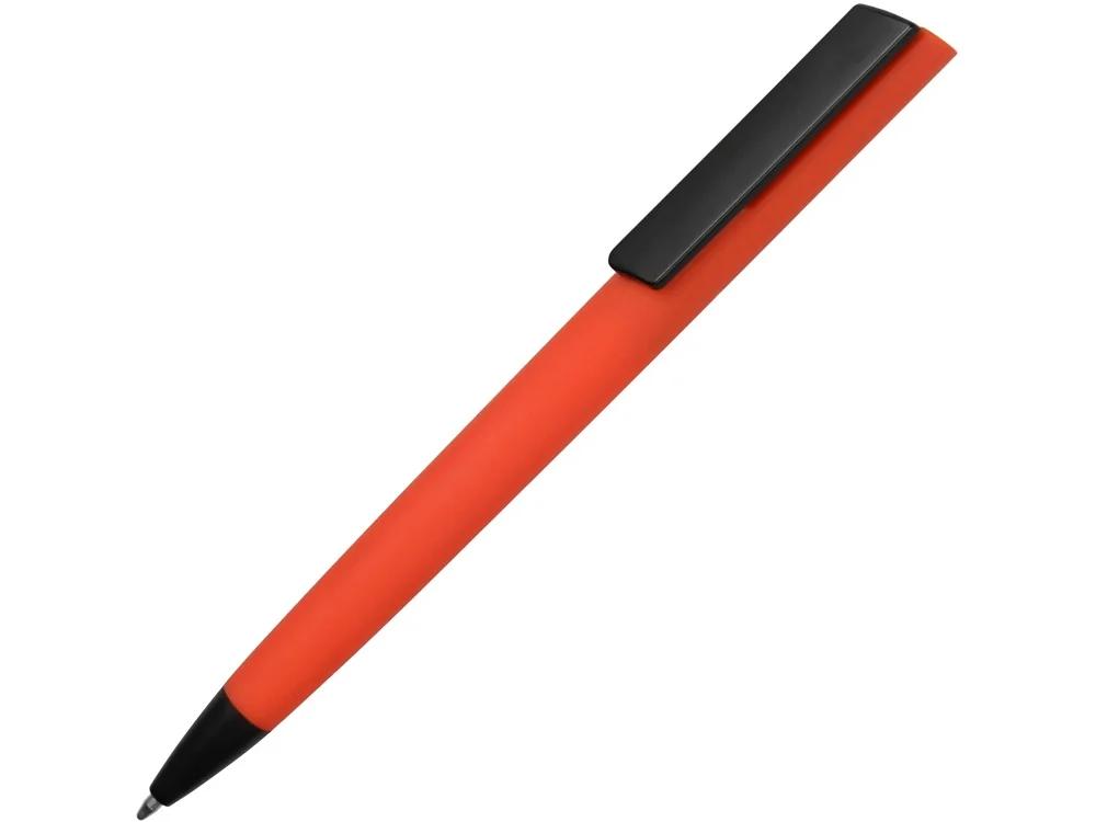 Ручка пластиковая soft-touch шариковая Taper красный/черный - фото 1