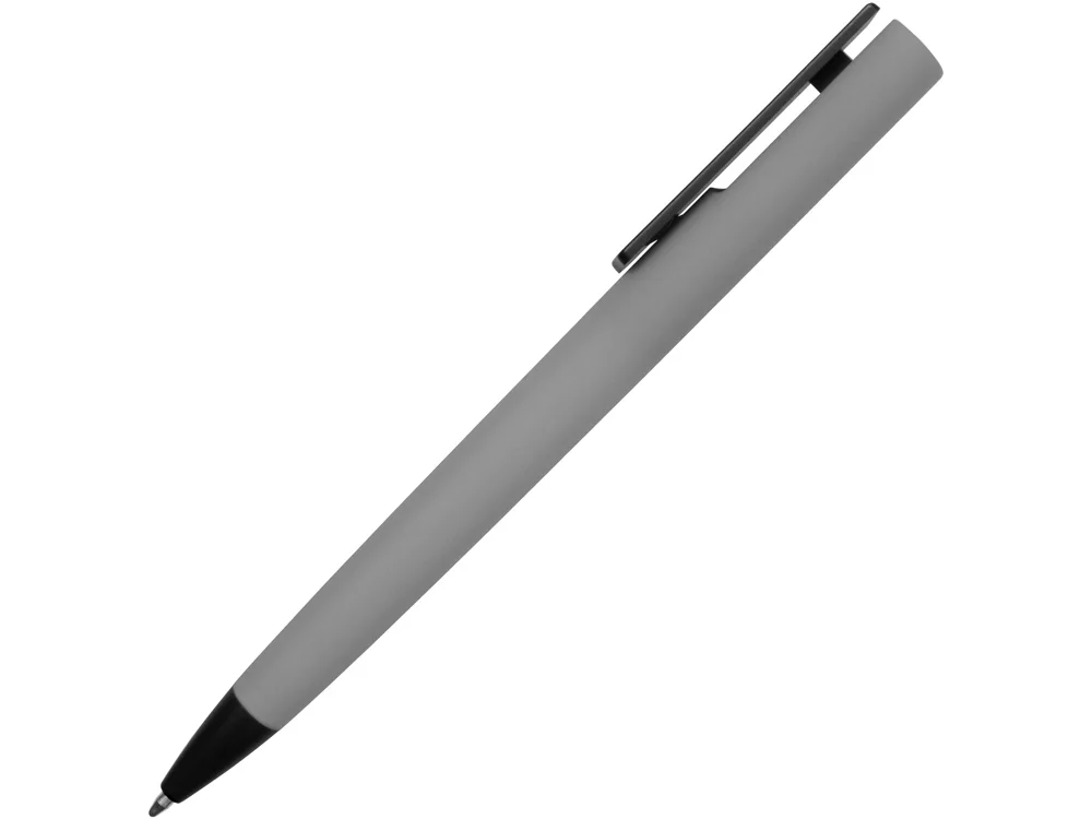Ручка пластиковая soft-touch шариковая Taper серый/черный - фото 3