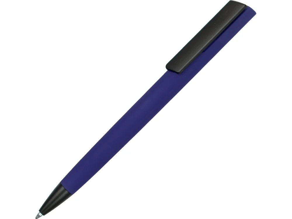 Ручка пластиковая soft-touch шариковая Taper синий/черный - фото 1