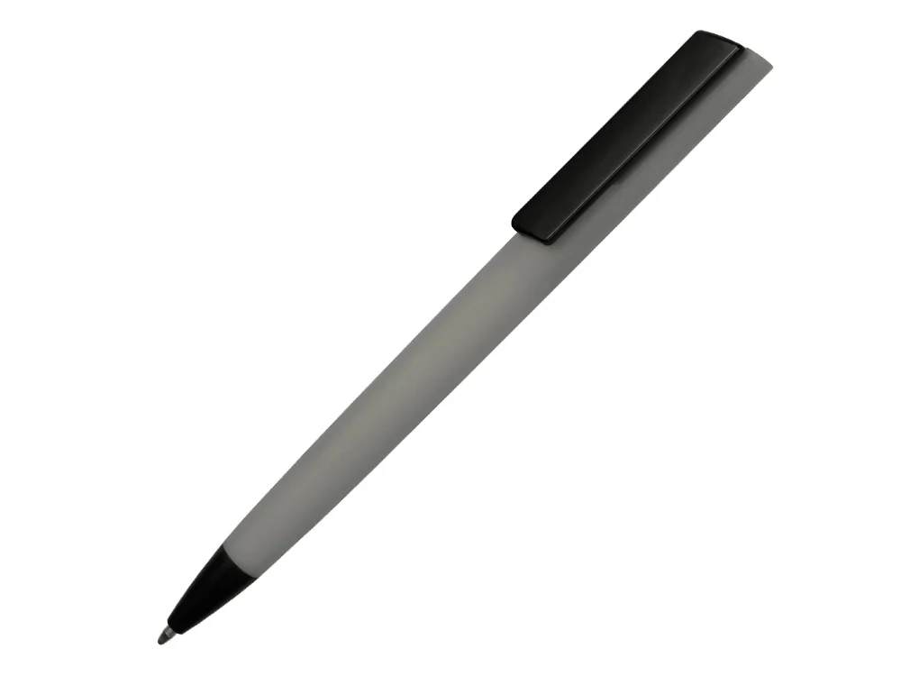 Ручка пластиковая soft-touch шариковая Taper серый/черный - фото 1