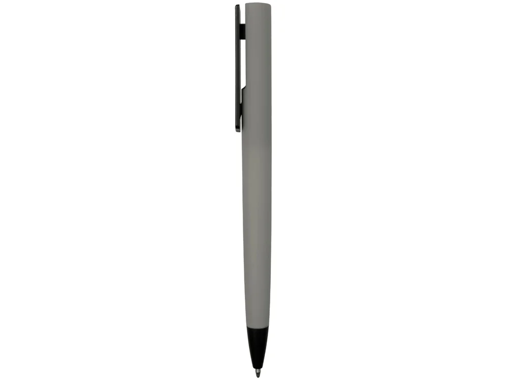 Ручка пластиковая soft-touch шариковая Taper серый/черный - фото 3