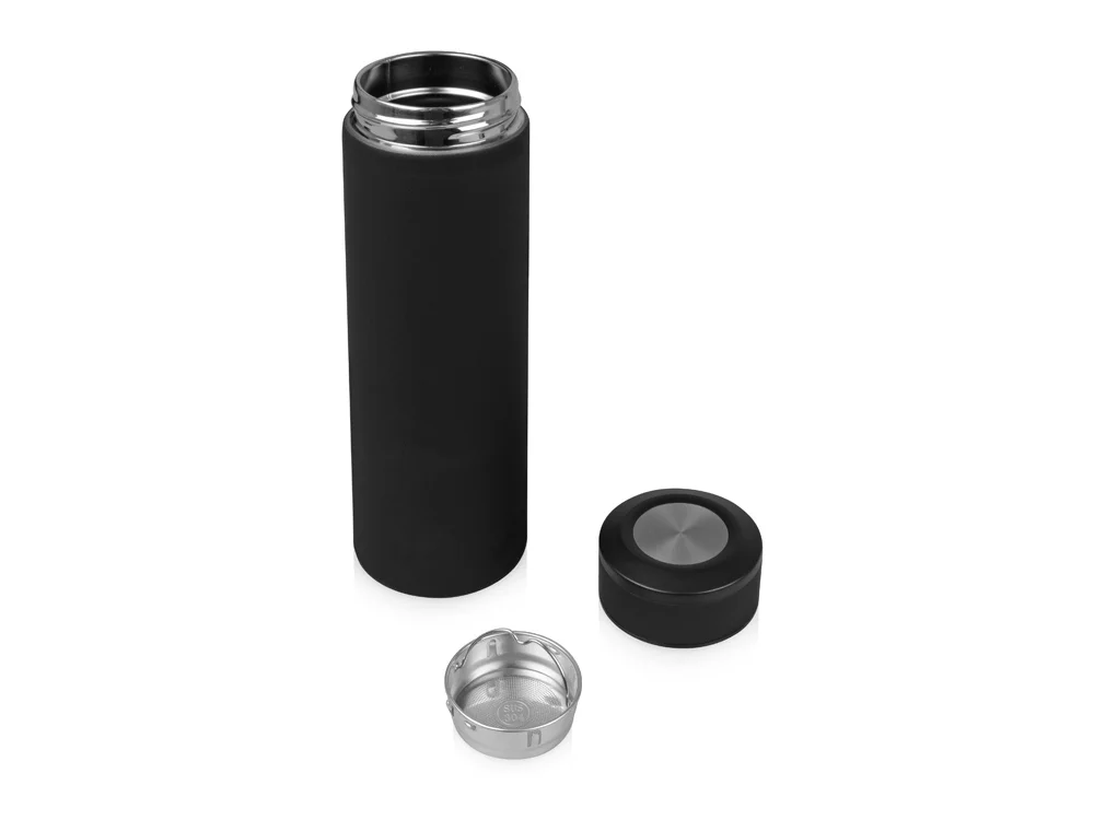 Термос «Confident» с покрытием soft-touch, черный/серебристый, 420 мл - фото 3