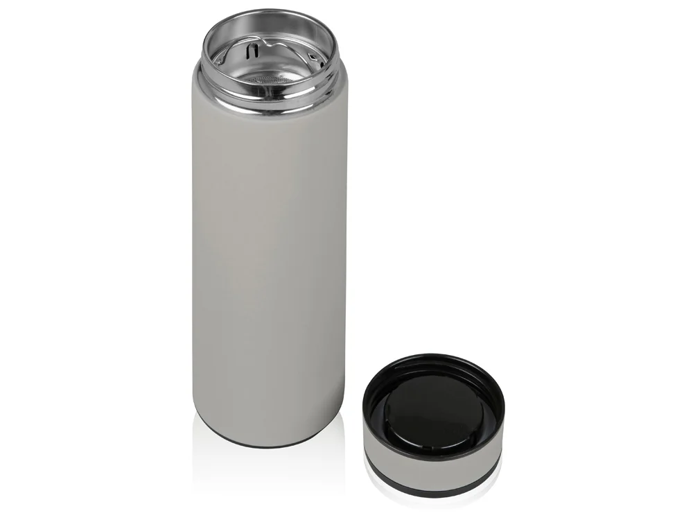 Термос «Confident» с покрытием soft-touch, серый/черный/серебристый, 420 мл - фото 2