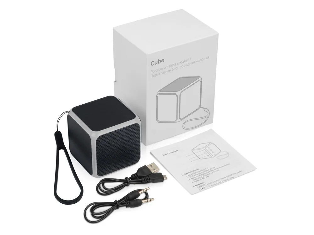 Портативная колонка Cube с подсветкой черный - фото 9