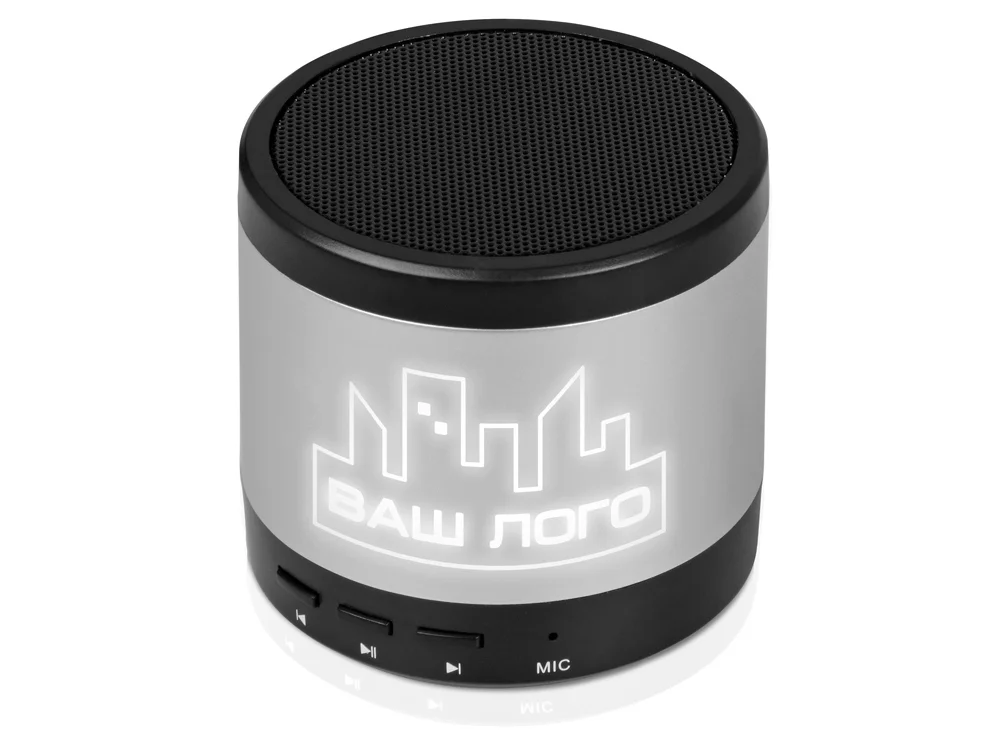 Портативная колонка «Ring neon» с подсветкой корпуса, черный/серебристый