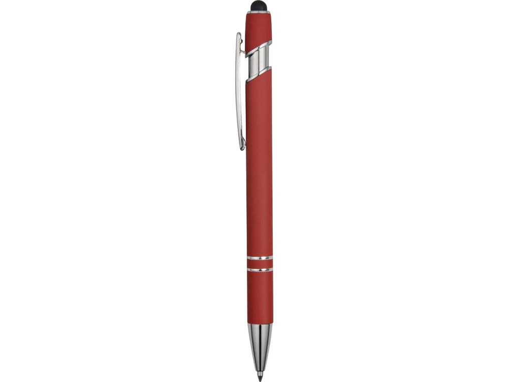 Ручка-стилус металлическая шариковая Sway soft-touch красный/серебристый - фото 3