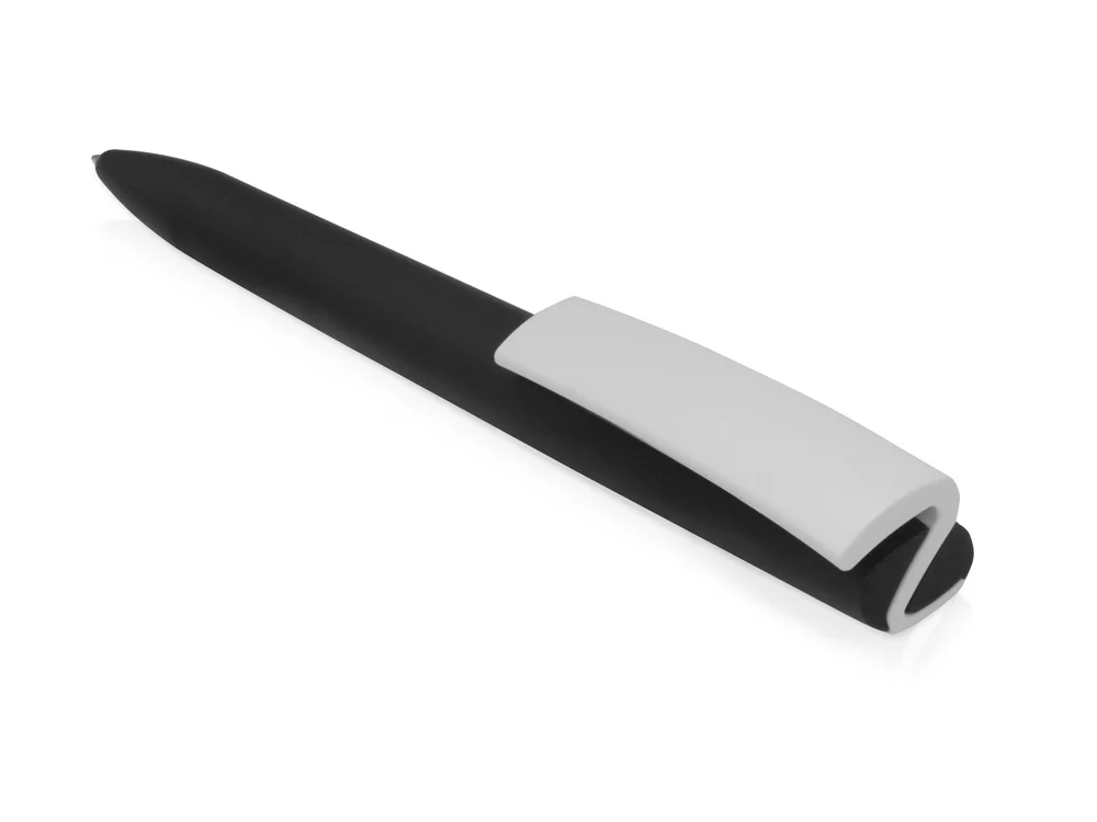 Ручка пластиковая soft-touch шариковая Zorro черный/белый - фото 5