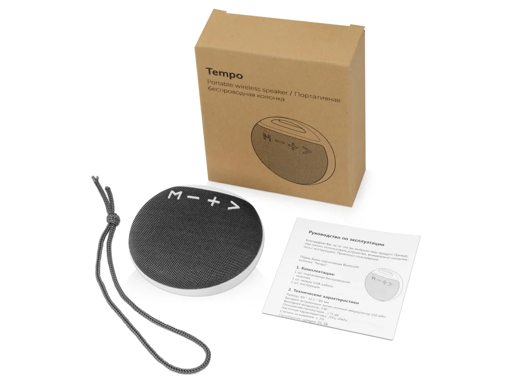 Портативная колонка Tempo белый/серый - фото 4
