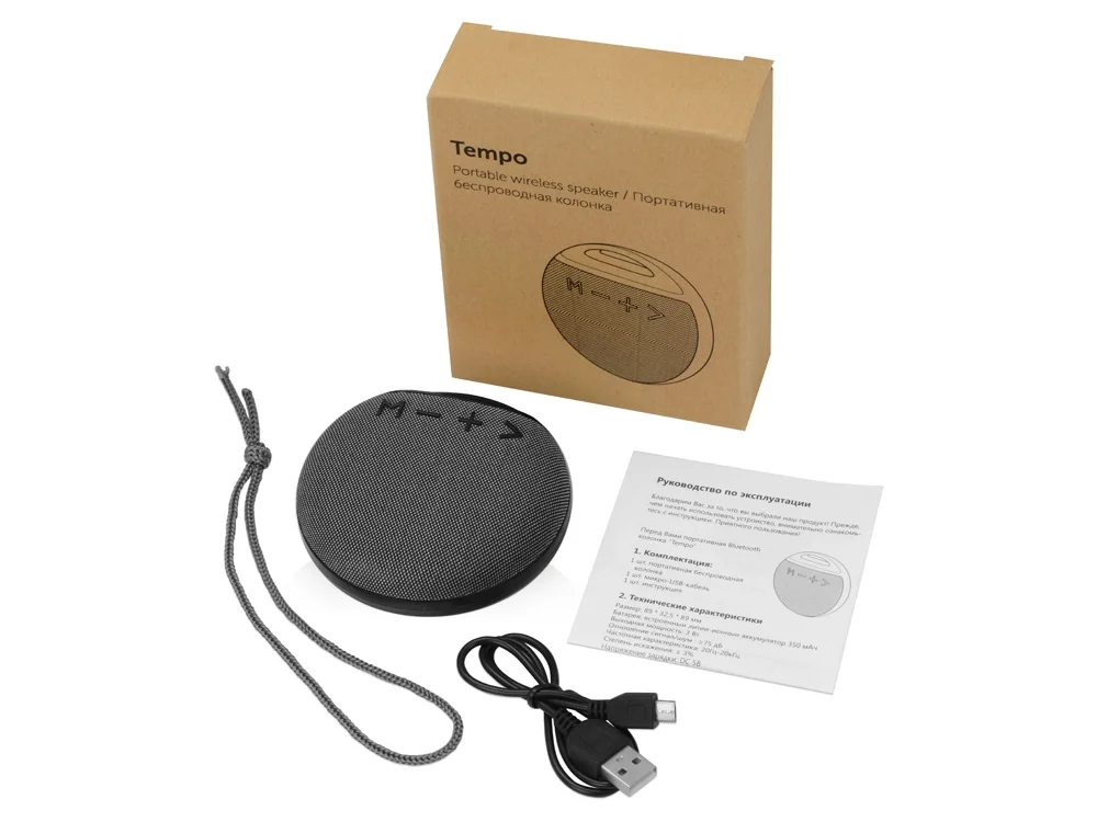 Портативная колонка Tempo черный/серый - фото 3
