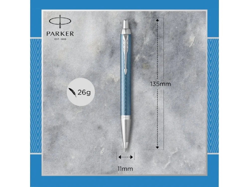 Ручка шариковая Parker IM Premium, голубой, серебристый - фото 8