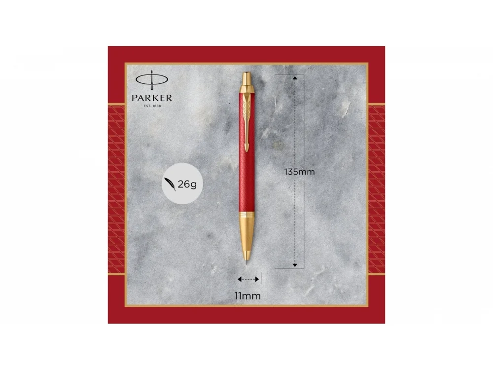 Ручка шариковая Parker IM Premium красный золотистый - фото 4