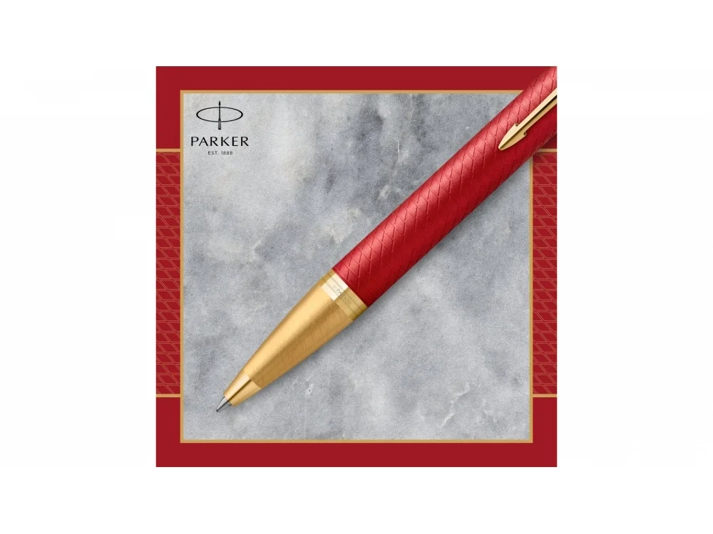 Ручка шариковая Parker IM Premium красный золотистый - фото 5