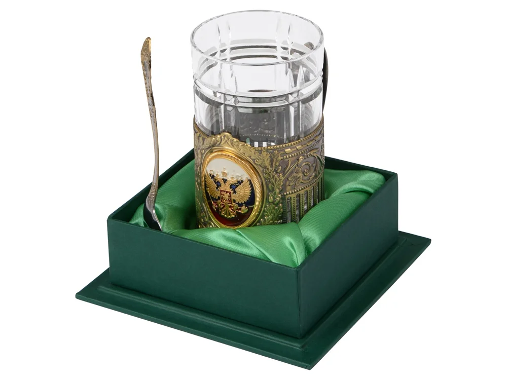Подстаканник с хрустальным стаканом и ложкой Российский - фото 3