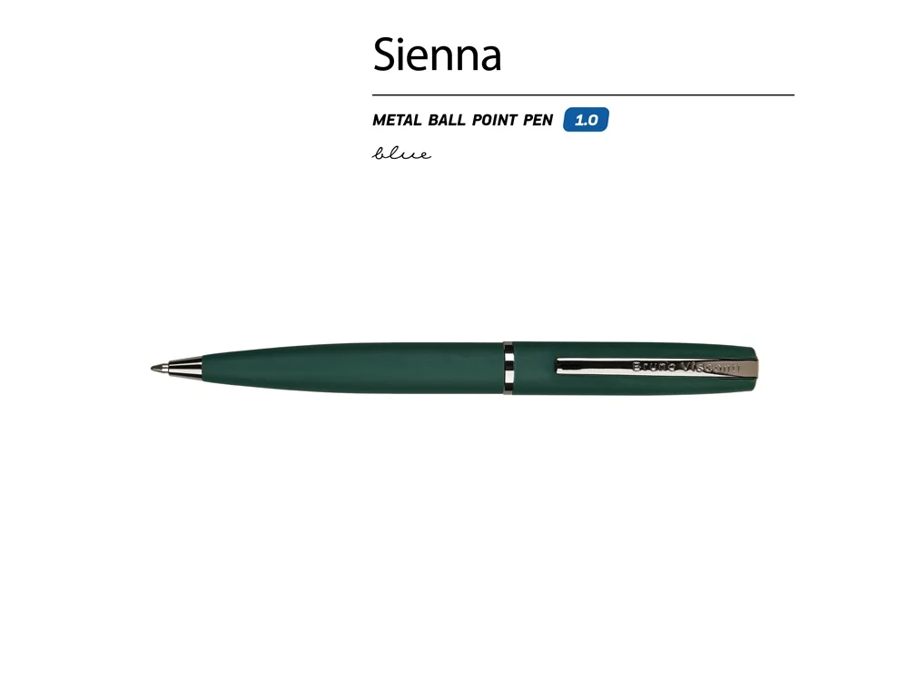 Ручка металлическая шариковая Sienna софт-тач зеленый - фото 2