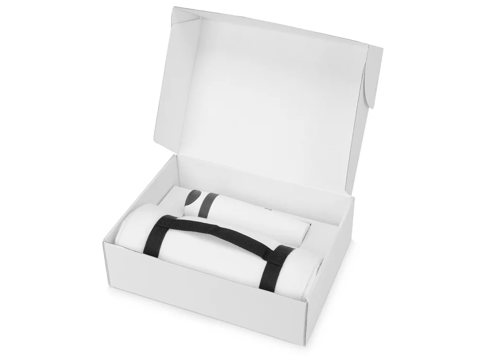 Подарочный набор Cozy с пледом и термокружкой белый/темно-серый/черный 450 мл - фото 2