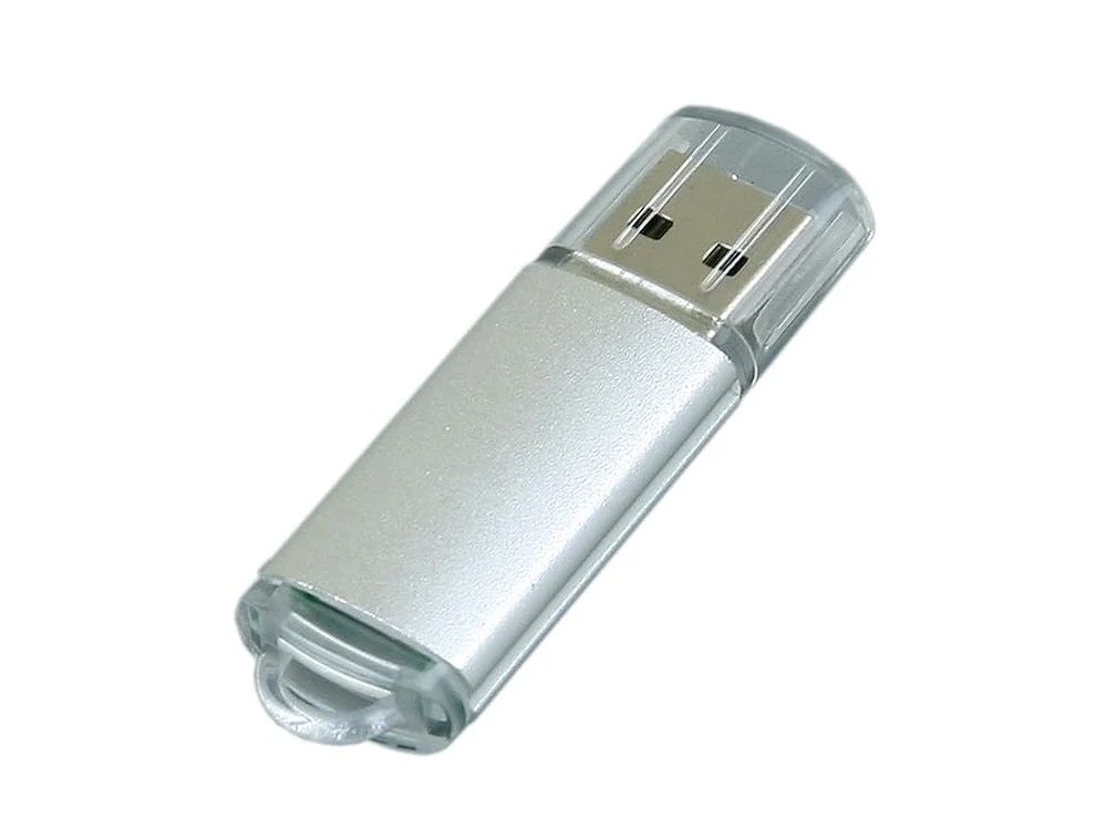 USB 2.0- флешка на 16 Гб с прозрачным колпачком серебристый 16Gb - фото 1