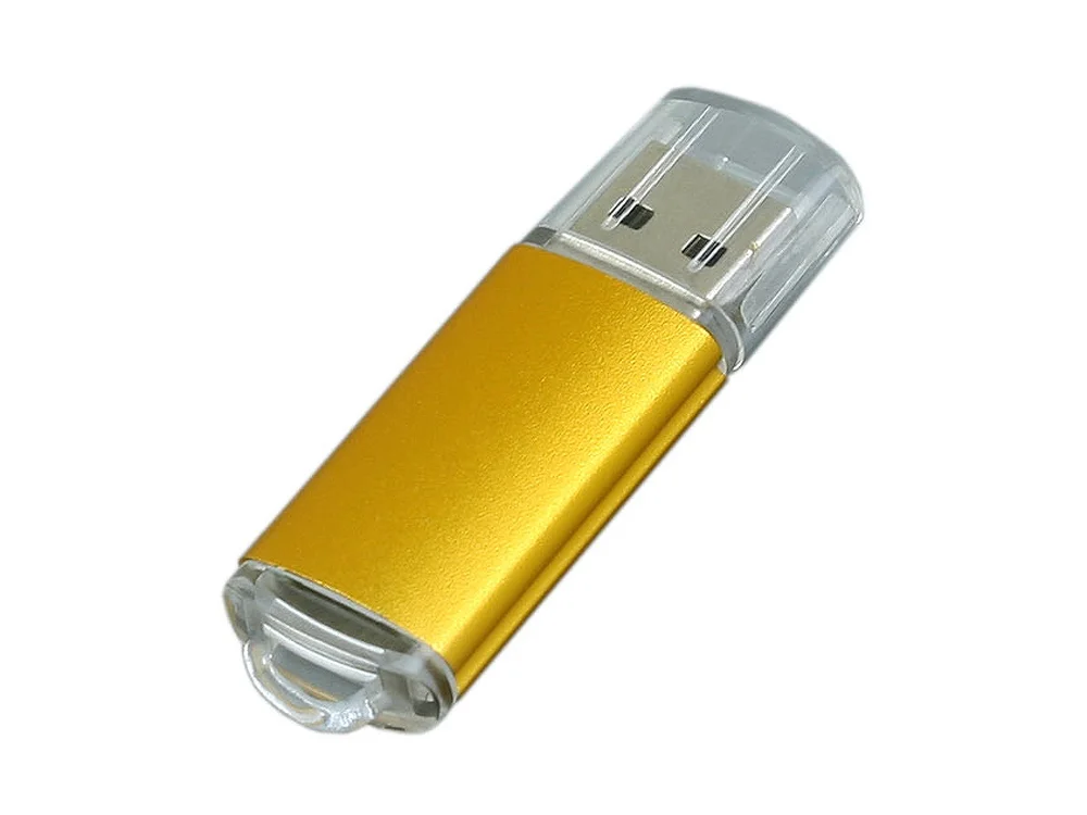 USB 2.0- флешка на 16 Гб с прозрачным колпачком золотистый 16Gb - фото 1