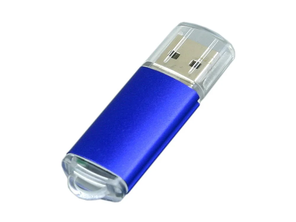 USB 2.0- флешка на 32 Гб с прозрачным колпачком синий 32Gb - фото 1