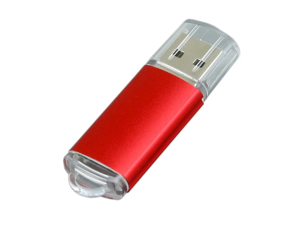 USB 2.0- флешка на 32 Гб с прозрачным колпачком красный 32Gb - фото 1