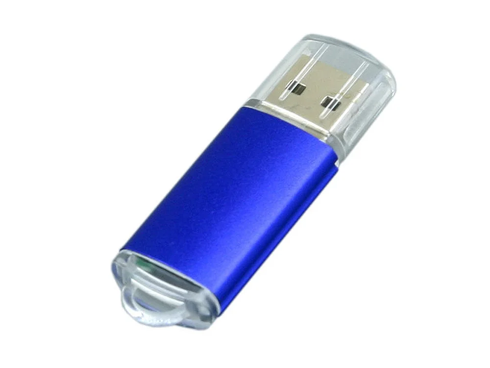 USB 2.0- флешка на 64 Гб с прозрачным колпачком синий 64Gb - фото 1