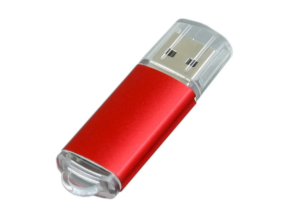USB 2.0- флешка на 64 Гб с прозрачным колпачком красный 64Gb - фото 1