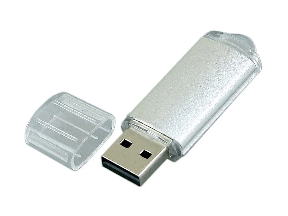 USB 2.0- флешка на 4 Гб с прозрачным колпачком, серебристый, 4Gb - фото 2