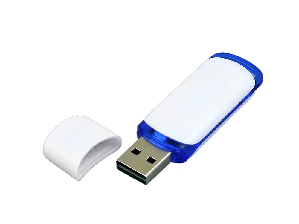 USB 2.0- флешка на 32 Гб с цветными вставками белый/синий 32Gb - фото 2